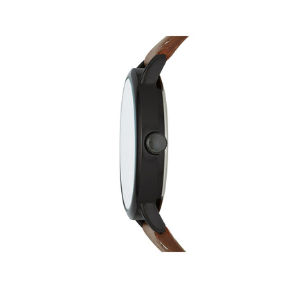GEORGE Men's Watch: Bronze Case, Easy-to-Read Black Dial, Cognac Vegan Leather Strap (FMDOGE009)