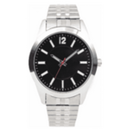 George Men's Silver Round Case Expansion Bacelet Wristwatch